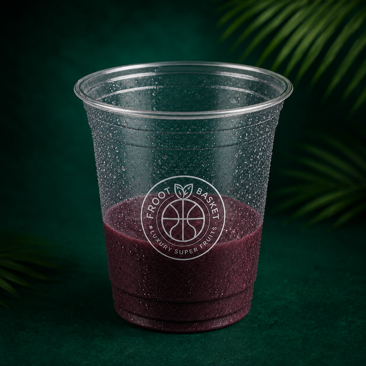 Açaí Cup mit erster Açaí-Basis im transparenten Froot Basket Becher