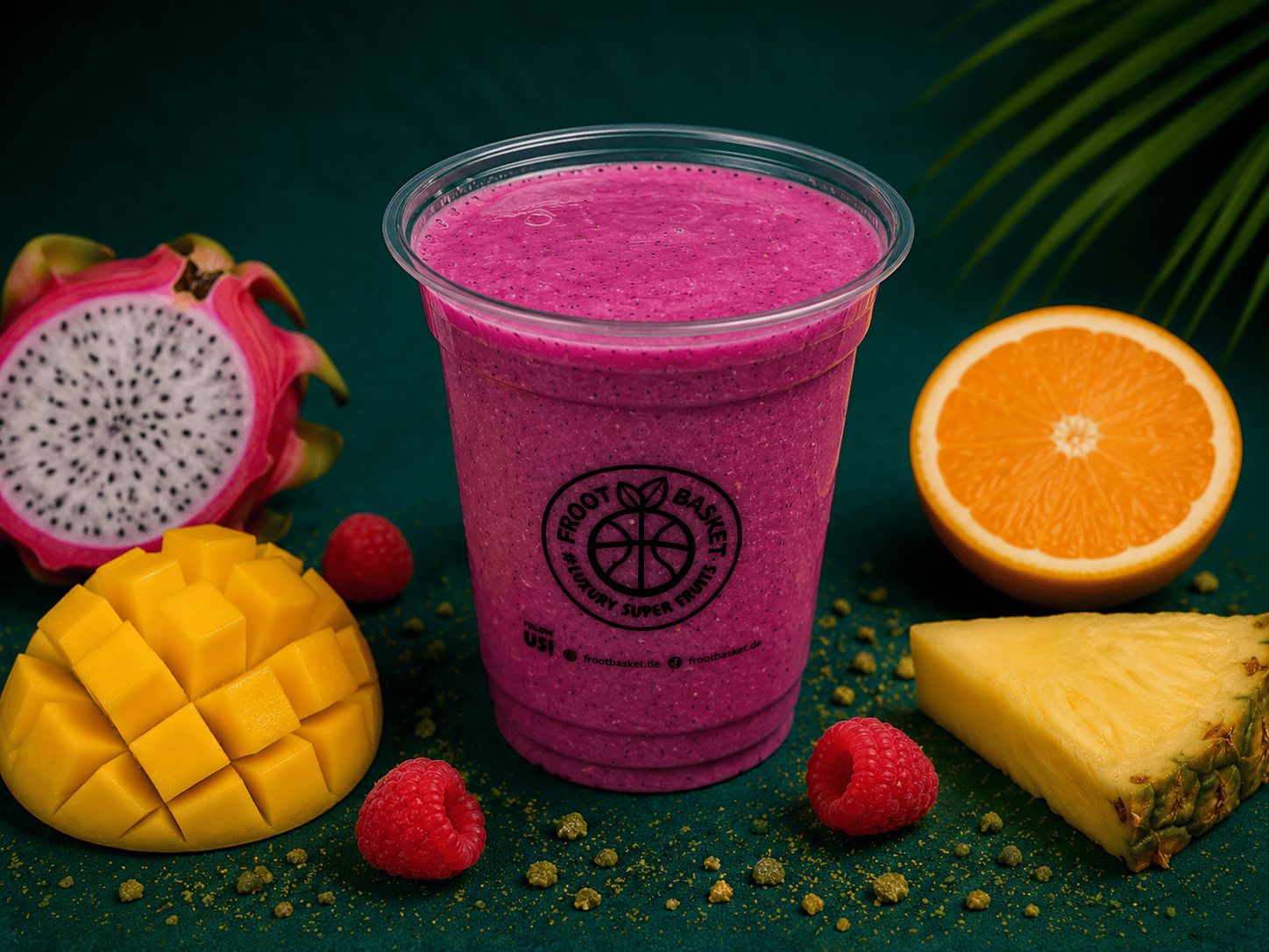 Dragon Nowitzki Smoothie mit Drachenfrucht – frisch gemixt bei Froot Basket in der Markthalle Essen